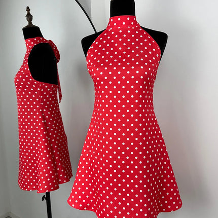 Tuularose Fashion Polka Dot Dress Vintage High Waist Sleeveless Backless Neck Lace-up Dress Sexy Party Luxury Women Dresses Y2k by Gilded Grace