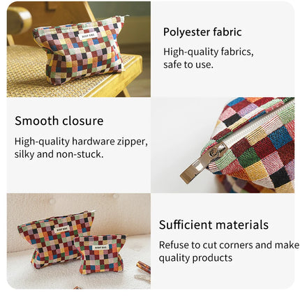 Colorful Checkered Women's Makeup Bag Large Capacity Makeup Lipstick Storage Bag Portable Travel Toiletry Bag Commuter Clutch by Gilded Grace