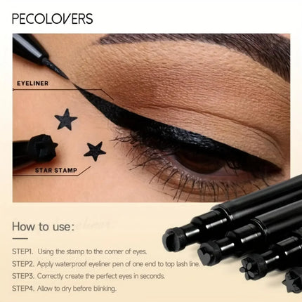1PC 2-in-1 Waterproof Liquid Eyeliner-Quick Dry, Including Star/Love/Butterfly Patterns, Accurate Eye Makeup, Silky Application by Gilded Grace