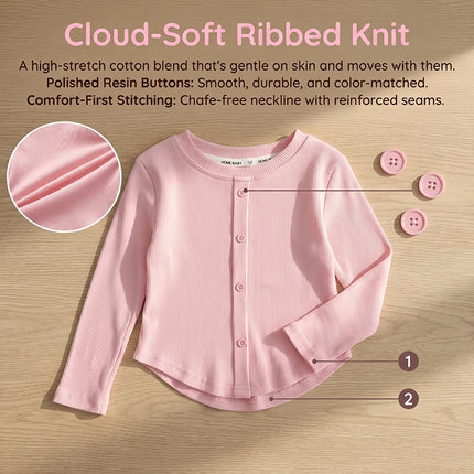 Spring New Children Solid Ribbed Tops Long Sleeve Breathable T-shirt Girls Basic Tee Kids Slim Casual Clothes by Gilded Grace