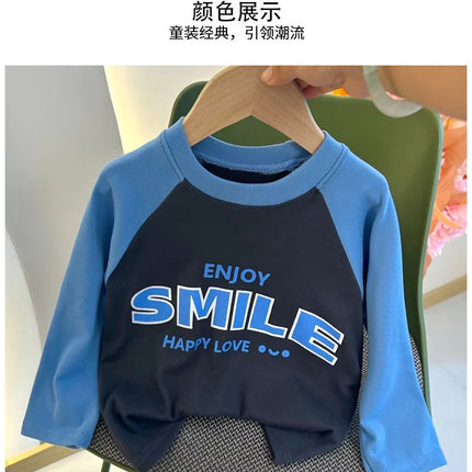 New Autumn Girls and Boys Long Sleeve T-shirt Base Shirt Letter Korean Style Children Clothing by Gilded Grace