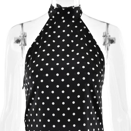 Tuularose Fashion Polka Dot Dress Vintage High Waist Sleeveless Backless Neck Lace-up Dress Sexy Party Luxury Women Dresses Y2k by Gilded Grace