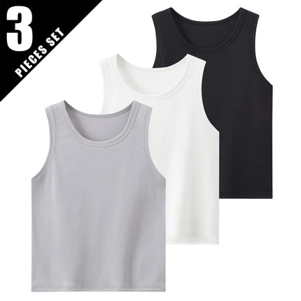1/3/4 Pcs Children's Four Seasons Thin Solid Color Joker Vest Boy Loose And Comfortable Bottoming Shirt girl Sweet And Lovely T by Gilded Grace
