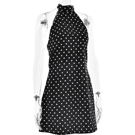 Tuularose Fashion Polka Dot Dress Vintage High Waist Sleeveless Backless Neck Lace-up Dress Sexy Party Luxury Women Dresses Y2k by Gilded Grace