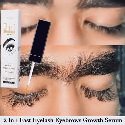 2 In 1 Fast Eyelash Eyebrows Growth Serum 7 Days Natural Eyelash Enhancer Longer Fuller Thicker Curling Lengthening Lash Makeup by Gilded Grace