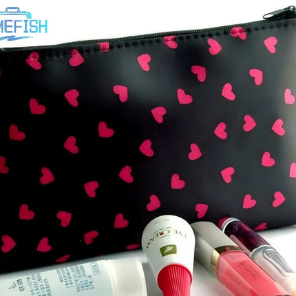 HOMEFISH Heart Pattern Zipper Makeup Bag Fashion Design Multi-Functional Bag Using As Cosmetic Pouch Or Travel Purse For Women by Gilded Grace