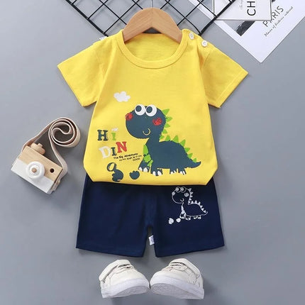 Fashion Kids Clothes Boys Girls Sets Top Shorts 2PCS 100% Cotton Soft Summer Children Baby Cloths T-shirt Shorts Toddler Suit by Gilded Grace
