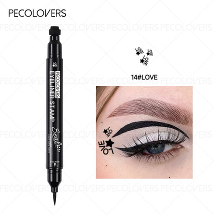 1PC 2-in-1 Waterproof Liquid Eyeliner-Quick Dry, Including Star/Love/Butterfly Patterns, Accurate Eye Makeup, Silky Application by Gilded Grace