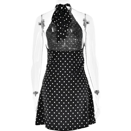 Tuularose Fashion Polka Dot Dress Vintage High Waist Sleeveless Backless Neck Lace-up Dress Sexy Party Luxury Women Dresses Y2k by Gilded Grace
