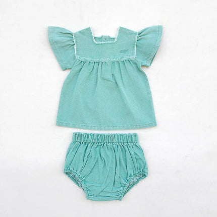 Ali Co SS26 Green Denim collection Cotton boys girls clothing dress skirt shirt and overalls-RESTOCK COMING EARLY MAY by Gilded Grace
