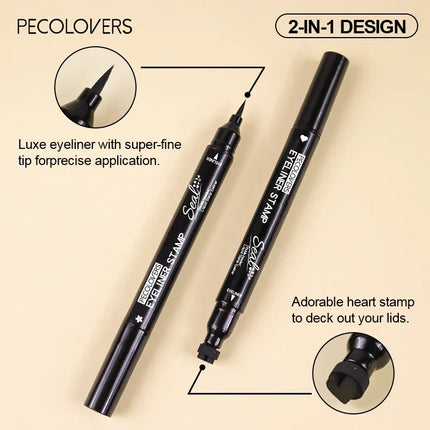 1PC 2-in-1 Waterproof Liquid Eyeliner-Quick Dry, Including Star/Love/Butterfly Patterns, Accurate Eye Makeup, Silky Application by Gilded Grace