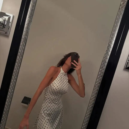Tuularose Fashion Polka Dot Dress Vintage High Waist Sleeveless Backless Neck Lace-up Dress Sexy Party Luxury Women Dresses Y2k by Gilded Grace