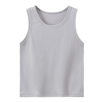 1/3/4 Pcs Children's Four Seasons Thin Solid Color Joker Vest Boy Loose And Comfortable Bottoming Shirt girl Sweet And Lovely T by Gilded Grace