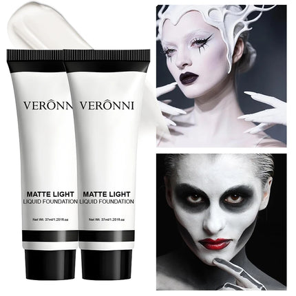 Professional White Face Foundation-Waterproof,Matte Finish,for Photography,Clown,Gothic Makeup,24H Wear,Natural Look Cosmetics by Gilded Grace