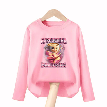 Italian Brainrot Long Sleeve T-shirt for Children Spring and Autumn Cotton Shirt for Boys Girls Cartoon Tops 3-14T by Gilded Grace
