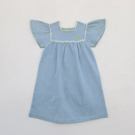 Ali Co SS26 Blue Denim collection Cotton boys girls outfits dress skirt shirt and overalls by Gilded Grace