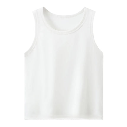 1/3/4 Pcs Children's Four Seasons Thin Solid Color Joker Vest Boy Loose And Comfortable Bottoming Shirt girl Sweet And Lovely T by Gilded Grace