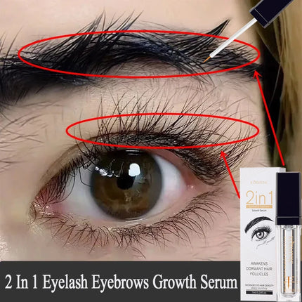 2 In 1 Fast Eyelash Eyebrows Growth Serum 7 Days Natural Eyelash Enhancer Longer Fuller Thicker Curling Lengthening Lash Makeup by Gilded Grace