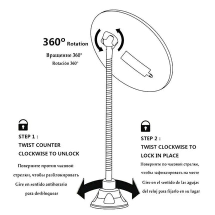 Flexible Gooseneck Makeup Mirror with LED Light 10X Magnifying Mirror Suction Cup Bright Diffused Light And 360 Degree Swivel by Gilded Grace