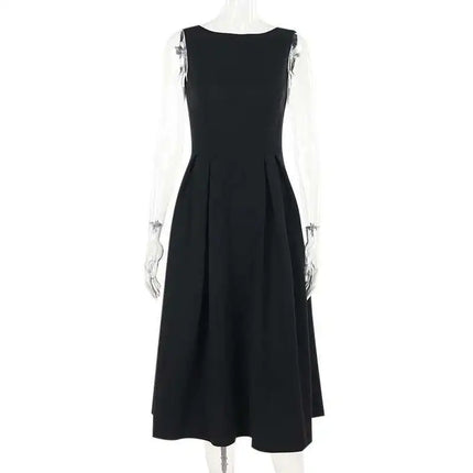 Townlike Pleated Waist Wrap A-line Dress Women Elegant Midi Long 2024 Summer Dress Backless Nightclub Sexy Party Dresses by Gilded Grace