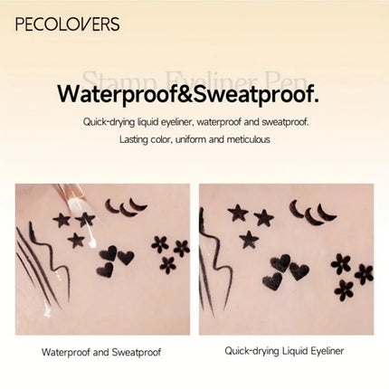 1PC 2-in-1 Waterproof Liquid Eyeliner-Quick Dry, Including Star/Love/Butterfly Patterns, Accurate Eye Makeup, Silky Application by Gilded Grace
