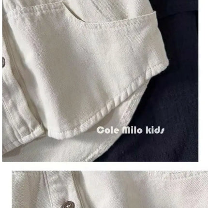 Korean boys' shirt long sleeved spring and autumn 2024 new girls' shirt baby top children's cardigan outdoor wear by Gilded Grace