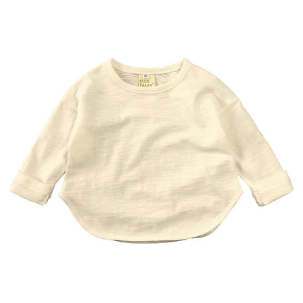 Autumn Boy Girl Baby O-neck Solid Bottoming Shirt Children Simple Casual Long Sleeves T-shirt Kid Cotton Tops Infant Unique Tees by Gilded Grace