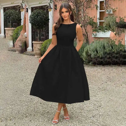 Townlike Pleated Waist Wrap A-line Dress Women Elegant Midi Long 2024 Summer Dress Backless Nightclub Sexy Party Dresses by Gilded Grace