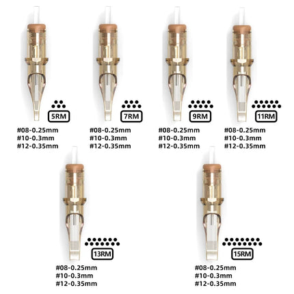 Ambition Premium RM Tattoo Cartridge Needle Round Magnum 20pcs/lot Disposable Sterilized for Tattoo Machine and Permanent Makeup by Gilded Grace
