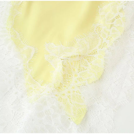 Sexy Lace Patchwork Sling Dress Women Satin Off-shoulder Sleeveless See Through Short Dresses Lady Casual Summer Party Gowns by Gilded Grace