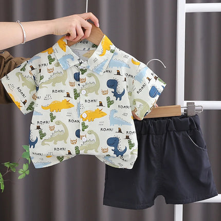 Baby Boy Clothes Set T-shirt+Shorts Kids Boy Summer Clothing Set Cute Cartoon Baby Boy Outfit Set Infant Toddler Tee Shirt Pants by Gilded Grace