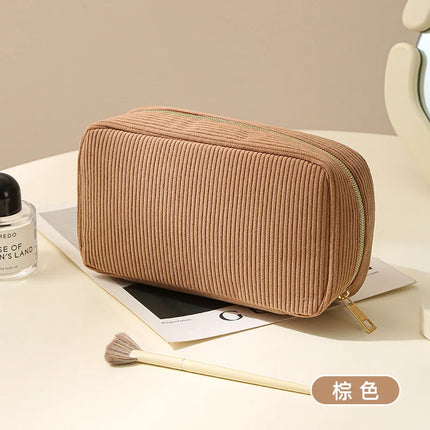 Corduroy Travel Cosmetic Bag Portable Makeup Storage Bag Purses Women Zipper Make Up Organizer Travel Storage Bag And Makeup Bag by Gilded Grace