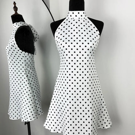 Tuularose Fashion Polka Dot Dress Vintage High Waist Sleeveless Backless Neck Lace-up Dress Sexy Party Luxury Women Dresses Y2k by Gilded Grace