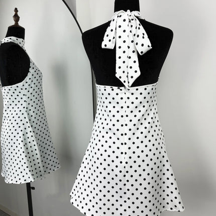 Tuularose Fashion Polka Dot Dress Vintage High Waist Sleeveless Backless Neck Lace-up Dress Sexy Party Luxury Women Dresses Y2k by Gilded Grace
