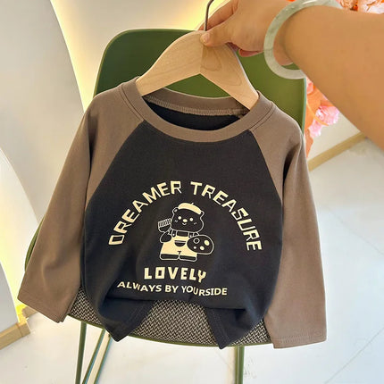 New Autumn Girls and Boys Long Sleeve T-shirt Base Shirt Letter Korean Style Children Clothing by Gilded Grace