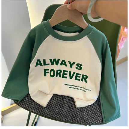 New Autumn Girls and Boys Long Sleeve T-shirt Base Shirt Letter Korean Style Children Clothing by Gilded Grace