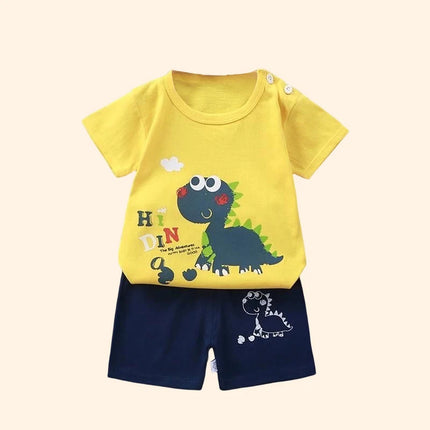 Fashion Kids Clothes Boys Girls Sets Top Shorts 2PCS 100% Cotton Soft Summer Children Baby Cloths T-shirt Shorts Toddler Suit by Gilded Grace
