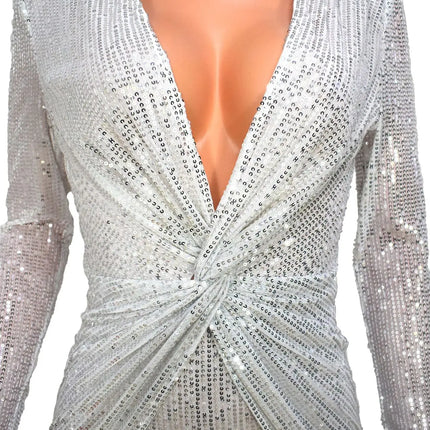 Elegant Party Dresses for Women 2025 Sequin V-neck Pleated Slim Sexy Dress by Gilded Grace