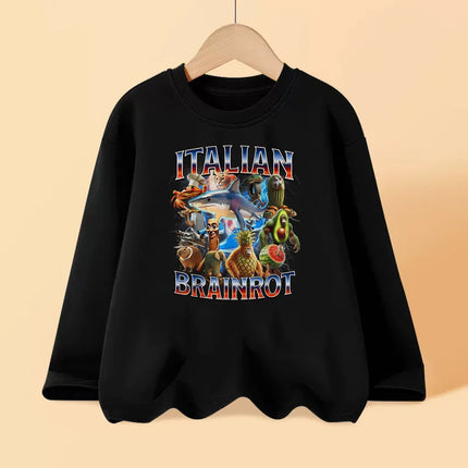 Italian Brainrot Long Sleeve T-shirt for Children Spring and Autumn Cotton Shirt for Boys Girls Cartoon Tops 3-14T by Gilded Grace
