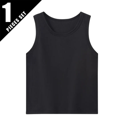 1/3/4 Pcs Children's Four Seasons Thin Solid Color Joker Vest Boy Loose And Comfortable Bottoming Shirt girl Sweet And Lovely T by Gilded Grace