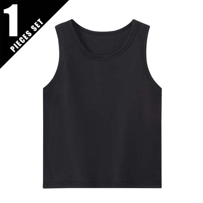 1/3/4 Pcs Children's Four Seasons Thin Solid Color Joker Vest Boy Loose And Comfortable Bottoming Shirt girl Sweet And Lovely T by Gilded Grace