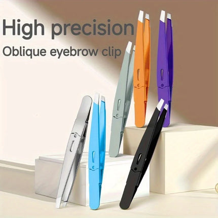 Eyebrow Tweezer Colorful Hair Beauty Fine Hairs Puller Stainless Steel Slanted Eye Brow Clips Removal Makeup Tools by Gilded Grace