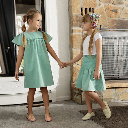 Ali Co SS26 Green Denim collection Cotton boys girls clothing dress skirt shirt and overalls-RESTOCK COMING EARLY MAY by Gilded Grace
