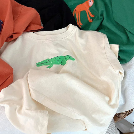 Animal Pattern Baby Boys Girls Short Sleeve Tops Kids Tees Summer Clothing Loose Fashion Trendy Children's Wear T-shirt O-neck by Gilded Grace