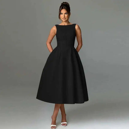 Townlike Pleated Waist Wrap A-line Dress Women Elegant Midi Long 2024 Summer Dress Backless Nightclub Sexy Party Dresses by Gilded Grace