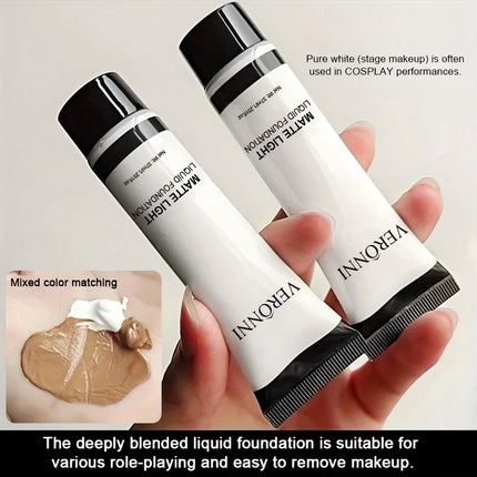 Professional White Face Foundation-Waterproof,Matte Finish,for Photography,Clown,Gothic Makeup,24H Wear,Natural Look Cosmetics by Gilded Grace