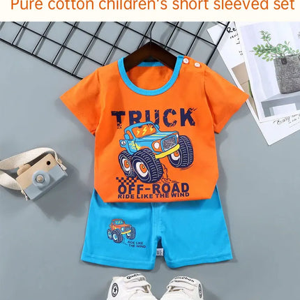 Fashion Kids Clothes Boys Girls Sets Top Shorts 2PCS 100% Cotton Soft Summer Children Baby Cloths T-shirt Shorts Toddler Suit by Gilded Grace