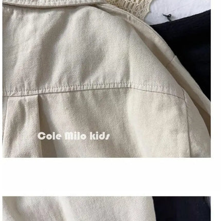 Korean boys' shirt long sleeved spring and autumn 2024 new girls' shirt baby top children's cardigan outdoor wear by Gilded Grace