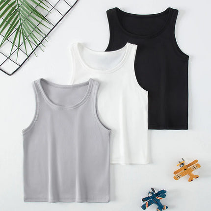 1/3/4 Pcs Children's Four Seasons Thin Solid Color Joker Vest Boy Loose And Comfortable Bottoming Shirt girl Sweet And Lovely T by Gilded Grace