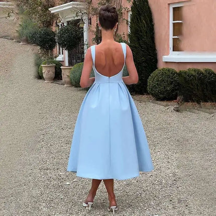 Townlike Pleated Waist Wrap A-line Dress Women Elegant Midi Long 2024 Summer Dress Backless Nightclub Sexy Party Dresses by Gilded Grace